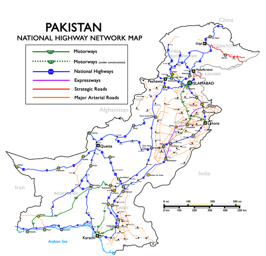 National Highways of Pakistan Map