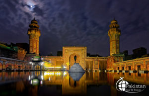 Night View Wazeer Mosque, walled City, Lahore