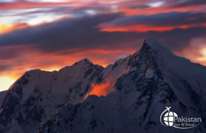 View of Sunset in Baltoro Glaciers, Pakistan