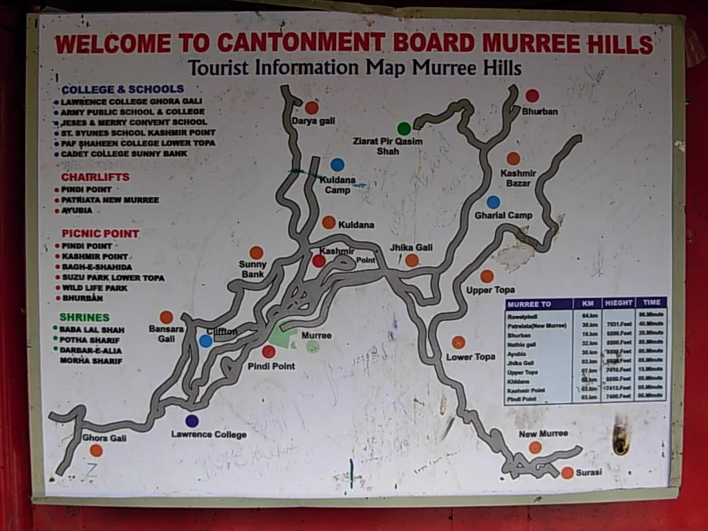 Here is the tourist map, if you are travelling to Murree, then this murree places map will help you to navigate around the tourist places peacefully - Book your murree tour packages now