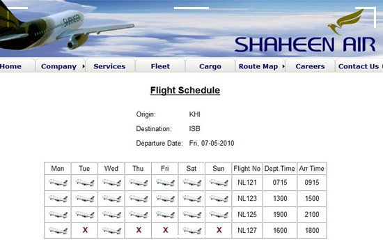 FLIGHT SCHEDULE