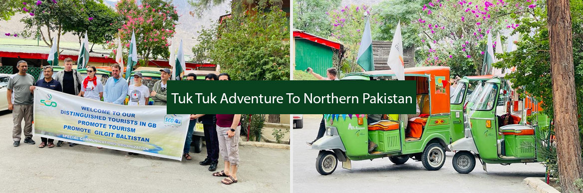 Foreign tourists drive to Khunjerab pass in Tuk Tuk Adventure