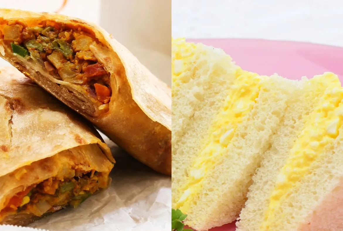 Best Snacks For Road Trip in Pakistan - Pakistan Tour and Travel Roll paratha, egg sandwich