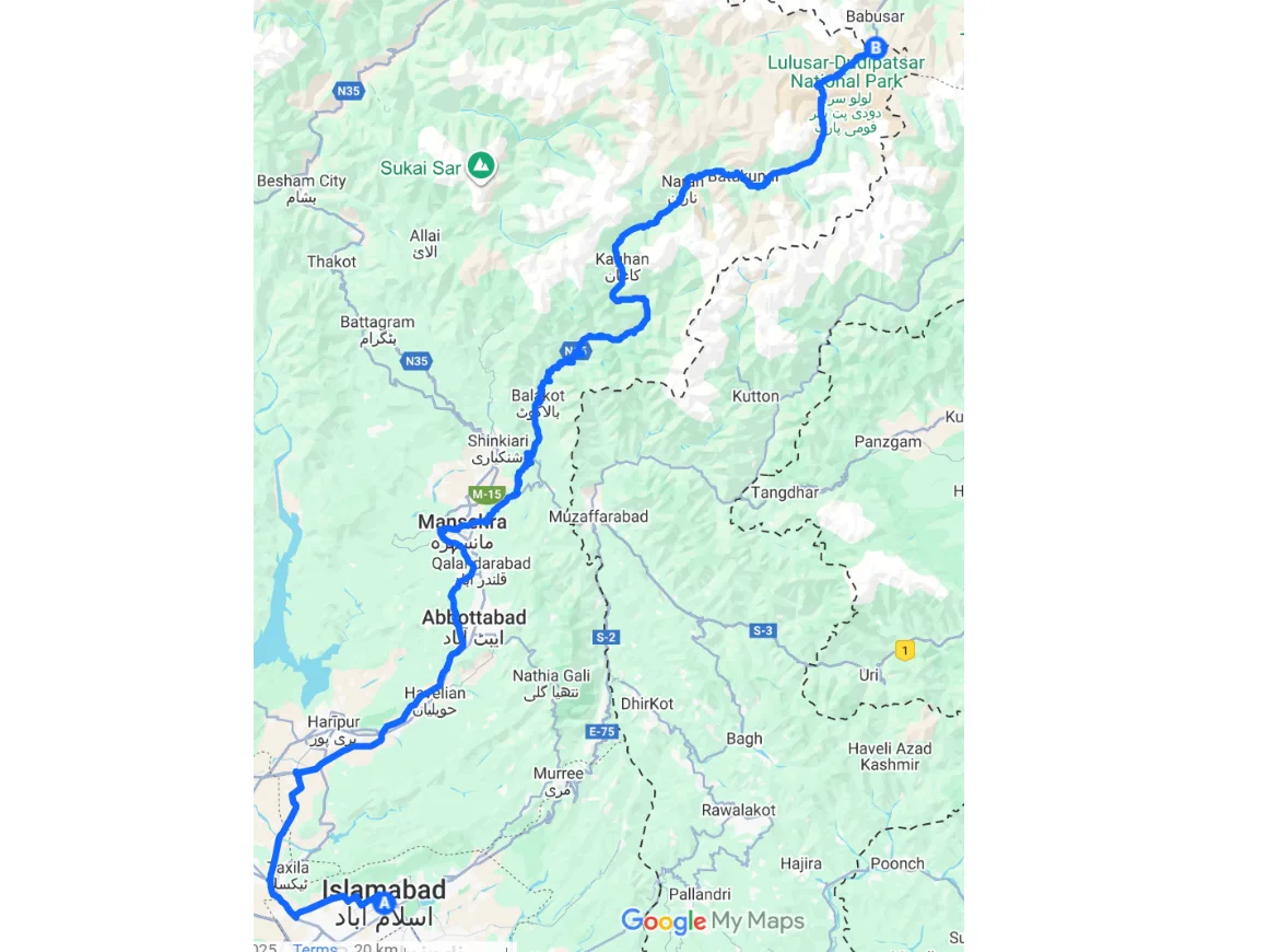 Babu sir top map - driving direction of babusar top to islamabad - complete travel guide 2025 - book babusar top tour now - pakistan tour and travel