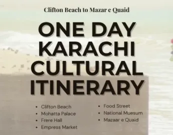 Here is the detailed One Day Karachi Cultural Itinerary you can have while choosing our southern pakistan tour, we take you from Clifton Beach all the way to Mazar e Quaid - total 7 tourist spot that we shall cover in this one day karachi tour