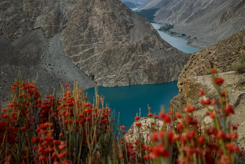 Attabad Lake Hunza with turquoise blue water and mountain views