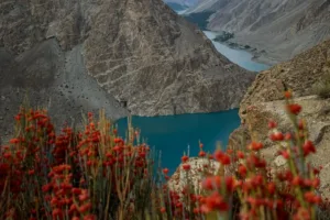 Attabad Lake Hunza with turquoise blue water and mountain views