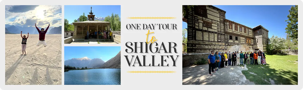 One Day Shigar Valley Tour from Skardu featuring Sarfaranga Cold Desert, Blind Lake, Shigar Fort, and Amburiq Mosque in Gilgit Baltistan, Pakistan.
