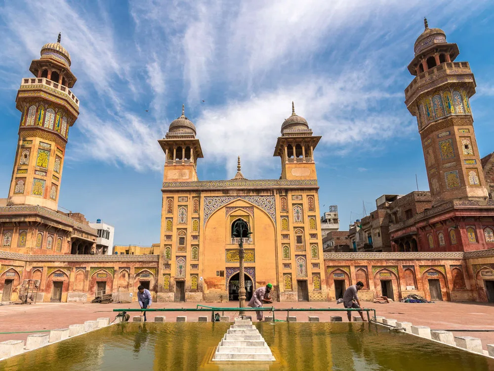 Intricate mosaic tile work of Wazir Khan Mosque captured during a Lahore Sightseeing Tour