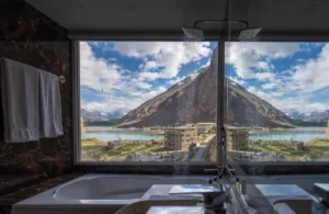 PC Attabad Lake - the View of gigantic mountains right Infront of you