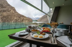 You can enjoy your food with a lake view everytime - PC Attabad Lake - view from dining hall