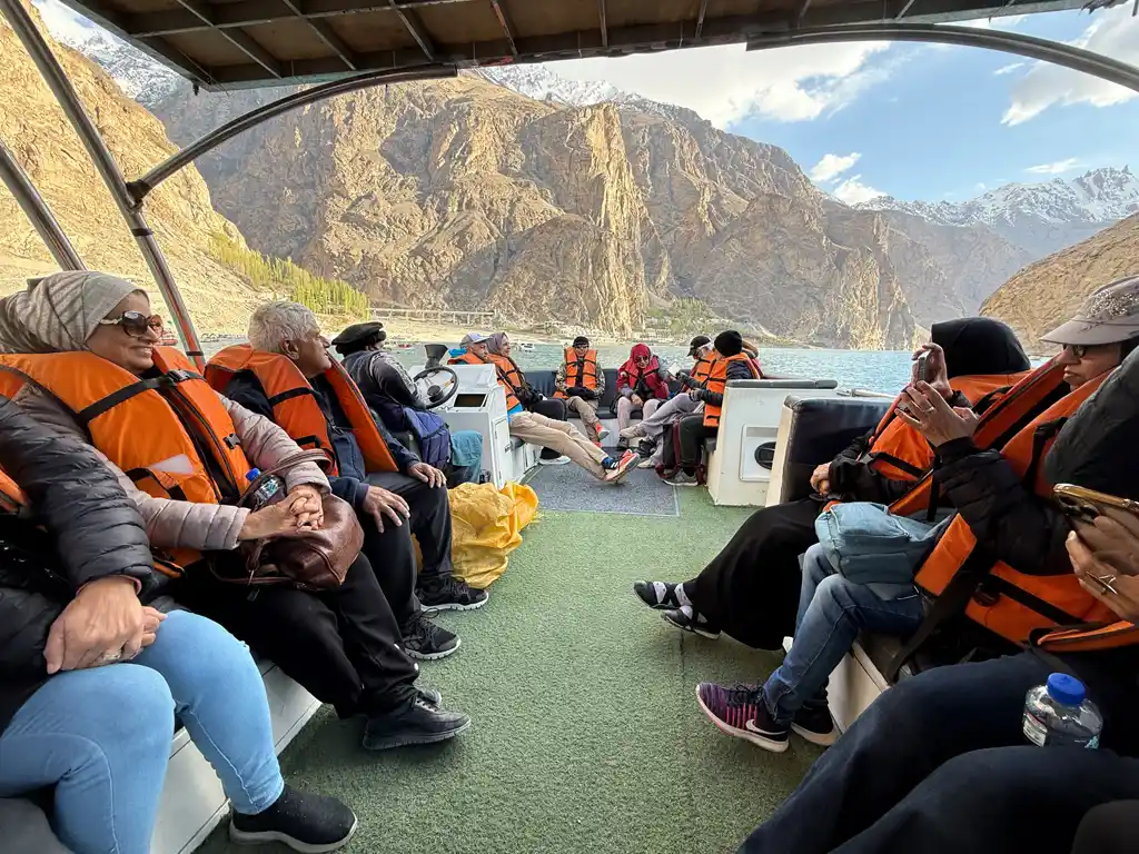 Turquoise waters of Attabad Lake along the Karakoram Highway