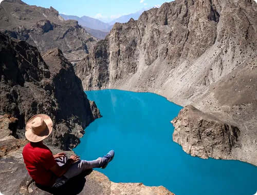 High viewpoint of Attabad Lake from Baskochi Top meadow