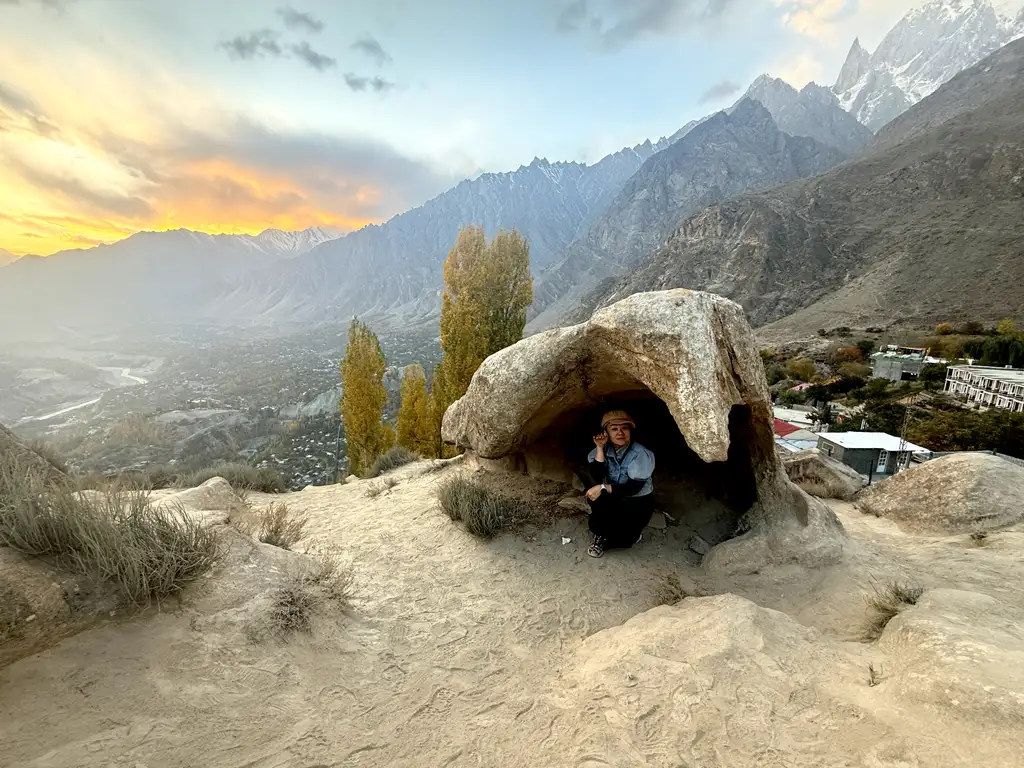 Panoramic view of Hunza Valley peaks from Eagle's Nest lookout in Duikar