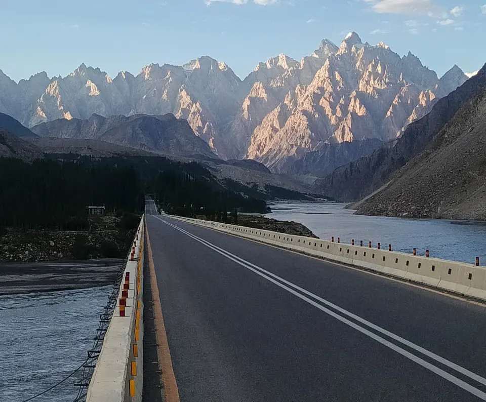 Pointed granite spires of Passu Cones in Upper Hunza Valley
