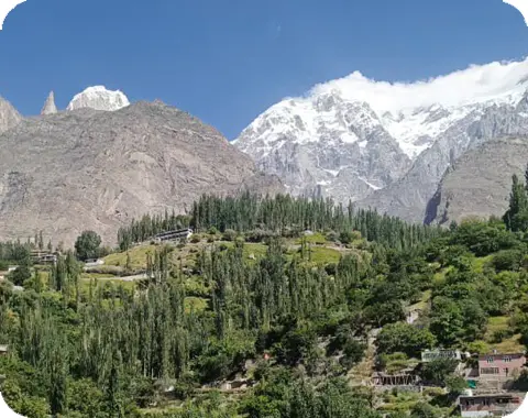 3-day express Hunza Valley air tour package showing Ladyfinger Peak and Karimabad view