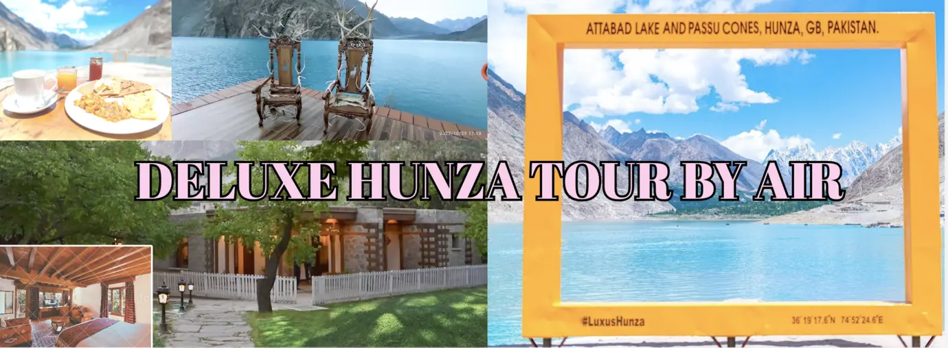 Scenic mountain peak and resort view during a 5 day Hunza Valley tour package by air for couples and families