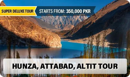 Hunza Attabad Lake Honeymoon Tour - Turquoise waters of Attabad Lake surrounded by soaring Karakoram mountain peaks