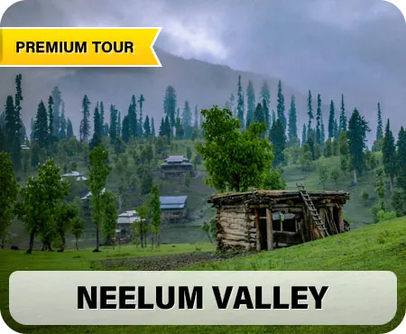 Azad Kashmir Neelum Valley Packages Panoramic view of Neelum Valley river and pine forests in Azad Kashmir